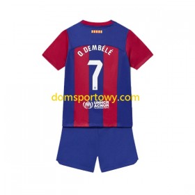 Koszulka FC Barcelona Ousmane Dembele 7 Dziecięcy Domowe Koszulki Piłkarskie 2023-2024 Krótki Rękaw